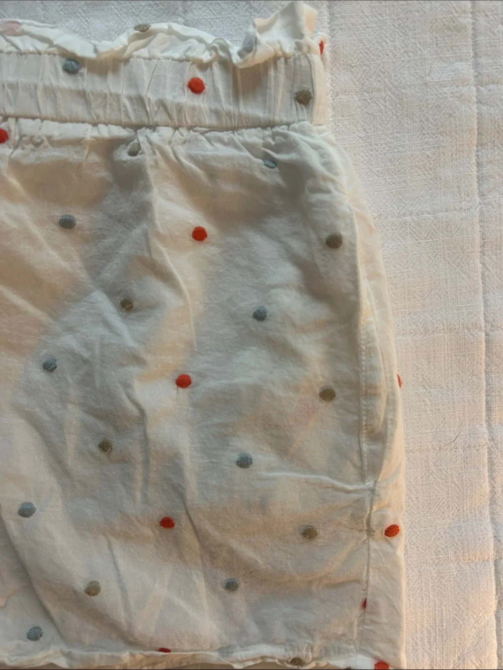 Lush Polka Dot Linen Blend Shorts - White